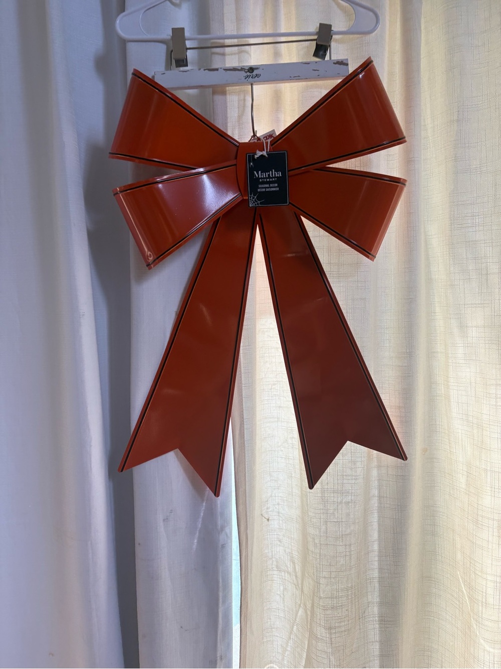 Martha Stewart Metal Bow Wreath Door Decoration 24” jumbo Oversized Orange bow - Picture 8 of 11